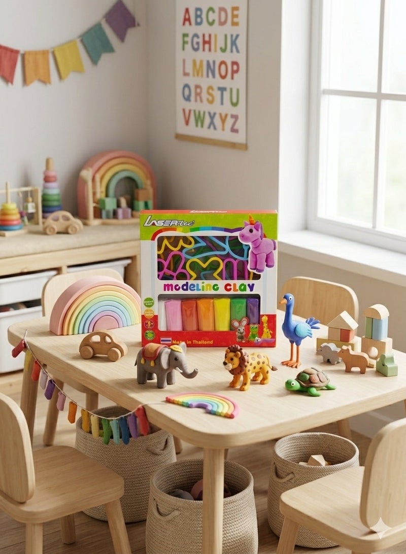 Lasertec Modeling Clay Set – 7 Round Sticks with Arabic Letter Molds (PS Tray) – Creative Educational Fun for Kids, Non-Toxic and Colorful, Enhances Motor Skills and Artistic Expression - Image 3