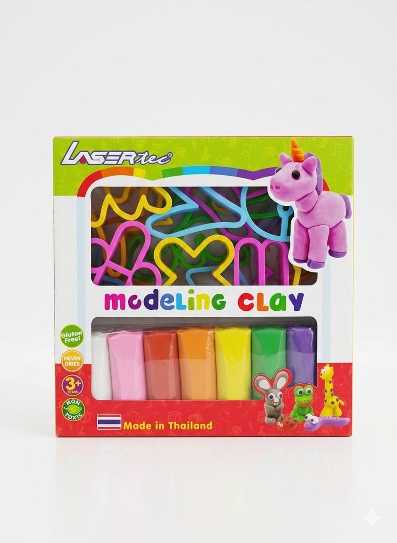 Lasertec Modeling Clay Set – 7 Round Sticks with Arabic Letter Molds (PS Tray) – Creative Educational Fun for Kids, Non-Toxic and Colorful, Enhances Motor Skills and Artistic Expression - Image 1