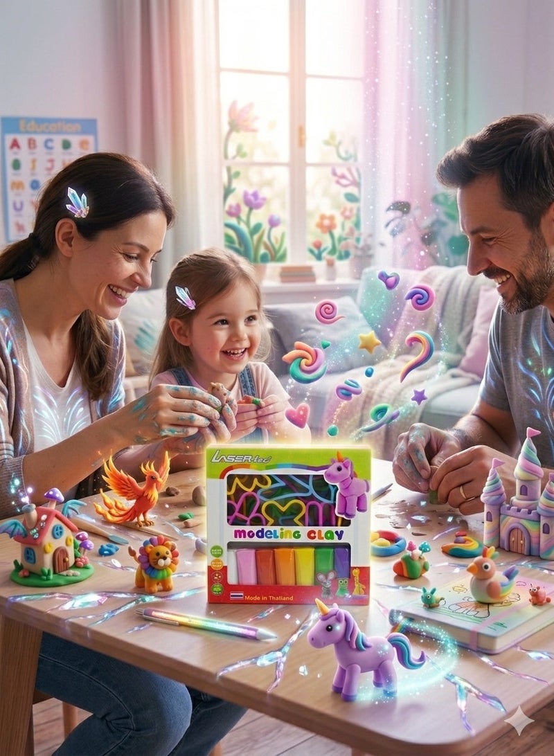 Lasertec Modeling Clay Set – 7 Round Sticks with Arabic Letter Molds (PS Tray) – Creative Educational Fun for Kids, Non-Toxic and Colorful, Enhances Motor Skills and Artistic Expression - Image 2