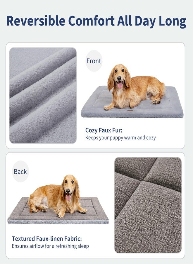 MADE 4 PETS Made4Pets Dog Crate Pad Bed for Medium Large Dogs, Washable & Reversible, Anti-Slip Kennel Mat for Cozy Sleeping, Soft Fluffy Dog Bed for Indoor & Outdoor Use, 35"x23", Gray - Image 3