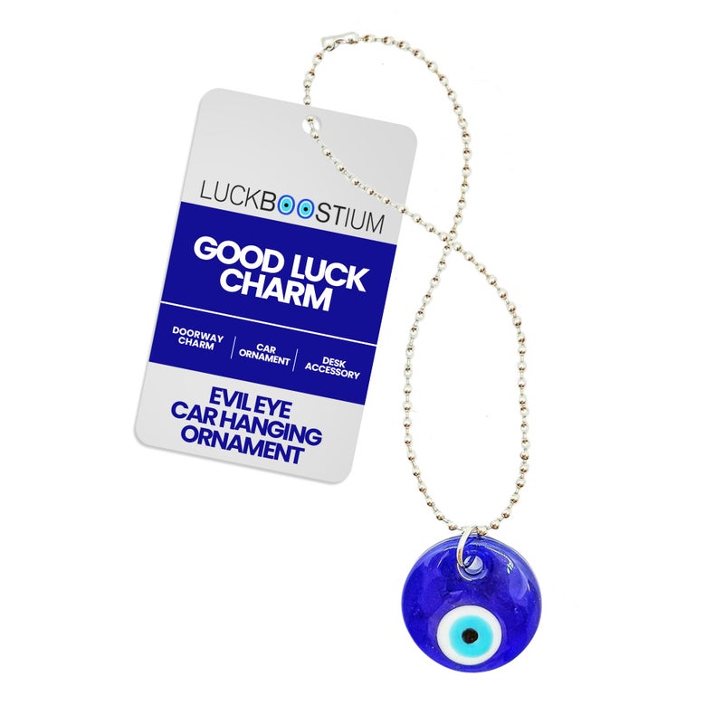 LUCKBOOSTIUM Good Luck  Protection Charm  Evil Eye Hanging Ornament for Car Rearview Mirror Accessory Home Wall Dcor Spiritual Amulet for Positive Energy Blue Glass Decoration