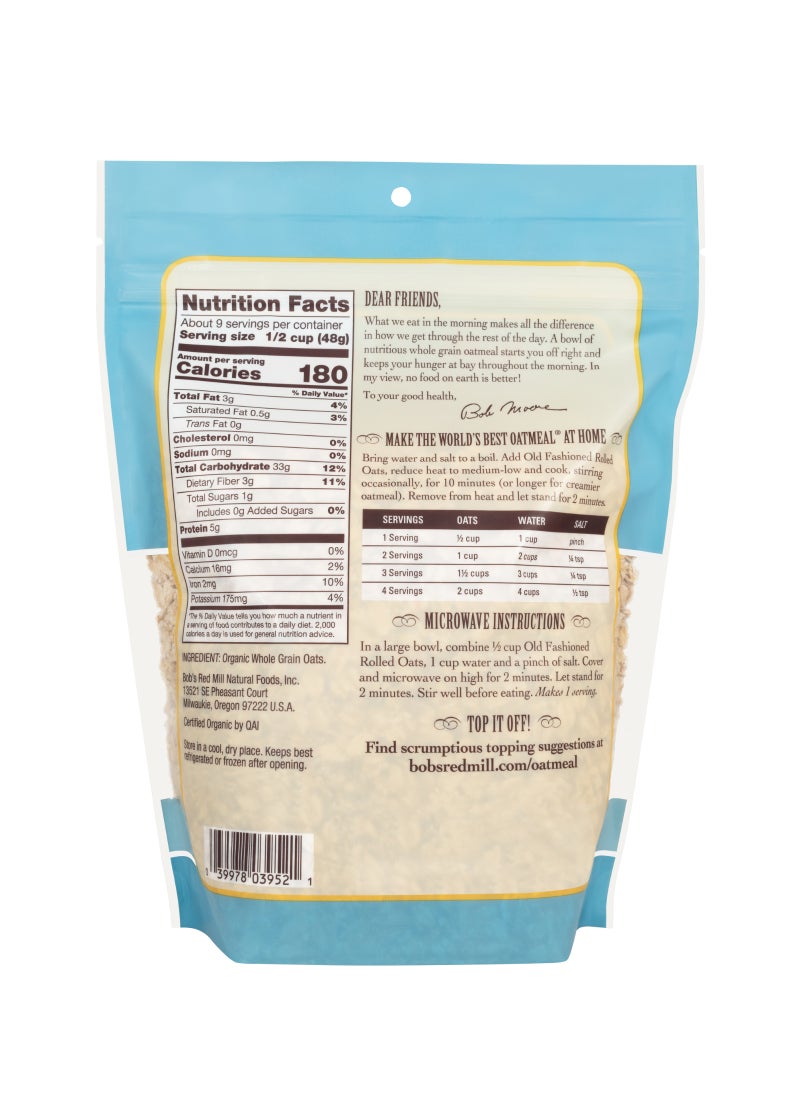 Bob's Red Mill Organic Oats Rolled Regular - Image 2