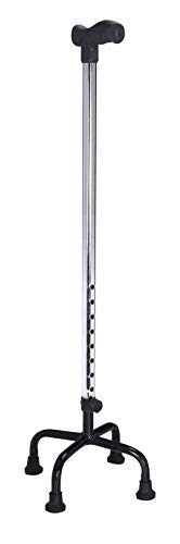 MUBBA 4 Leg Walking Stick Height Adjustable Iron Stick Quadripod Stick Four Leg Chrome - Image 1