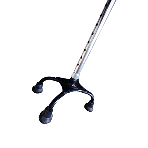 MUBBA 4 Leg Walking Stick Height Adjustable Iron Stick Quadripod Stick Four Leg Chrome - Image 3