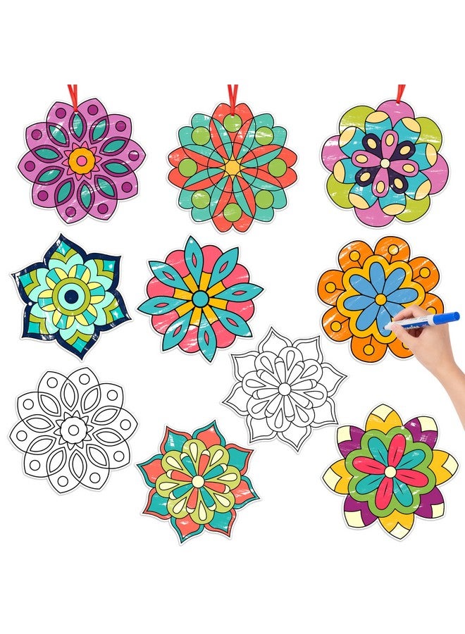 BeYumi Coloring Mandala Craft Kit - 83Pcs Color Your Own Mandala Kit for Kids DIY Ornament Geometric Card Decor School Classroom Summer Party Activity Art Craft - Image 1
