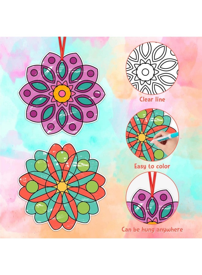 BeYumi Coloring Mandala Craft Kit - 83Pcs Color Your Own Mandala Kit for Kids DIY Ornament Geometric Card Decor School Classroom Summer Party Activity Art Craft - Image 3