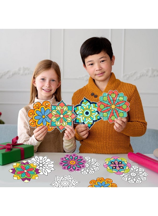 BeYumi Coloring Mandala Craft Kit - 83Pcs Color Your Own Mandala Kit for Kids DIY Ornament Geometric Card Decor School Classroom Summer Party Activity Art Craft - Image 5