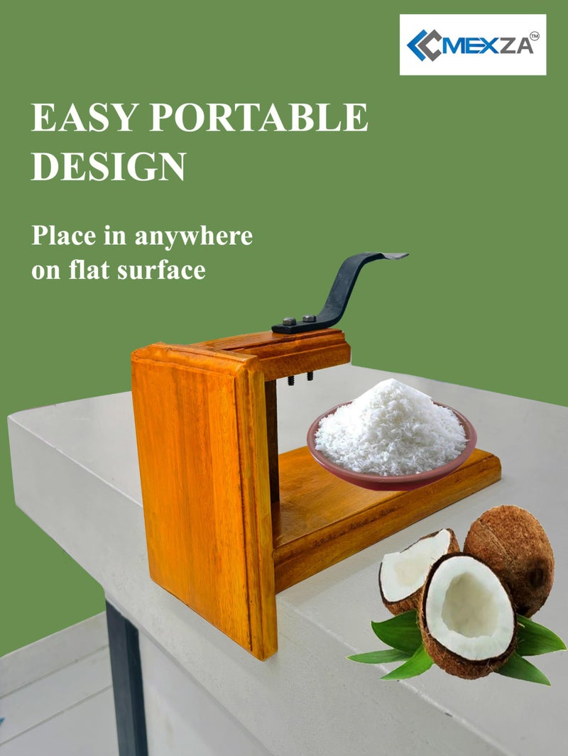 MEXZA™ Large Size Wooden Table Top Coconut Scraper Chirava Grater Thengai Thuruvi (L) - Image 4