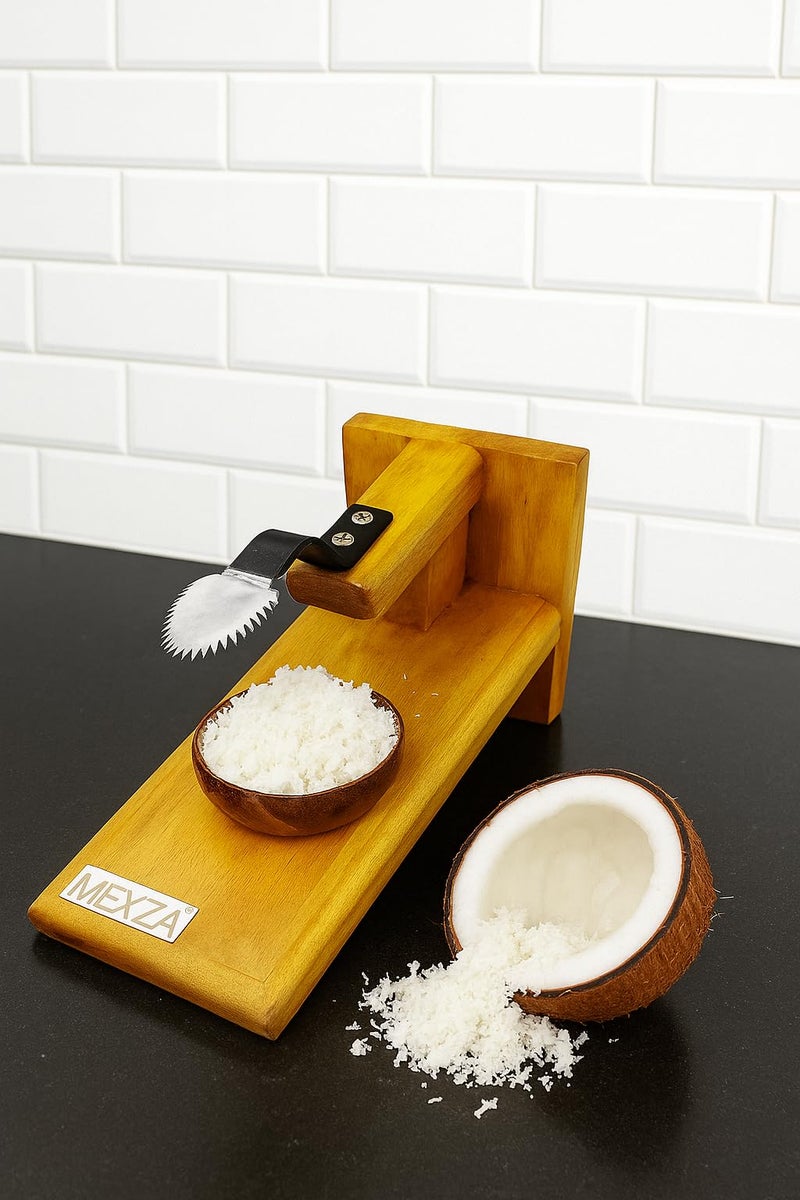 MEXZA™ Large Size Wooden Table Top Coconut Scraper Chirava Grater Thengai Thuruvi (L) - Image 3