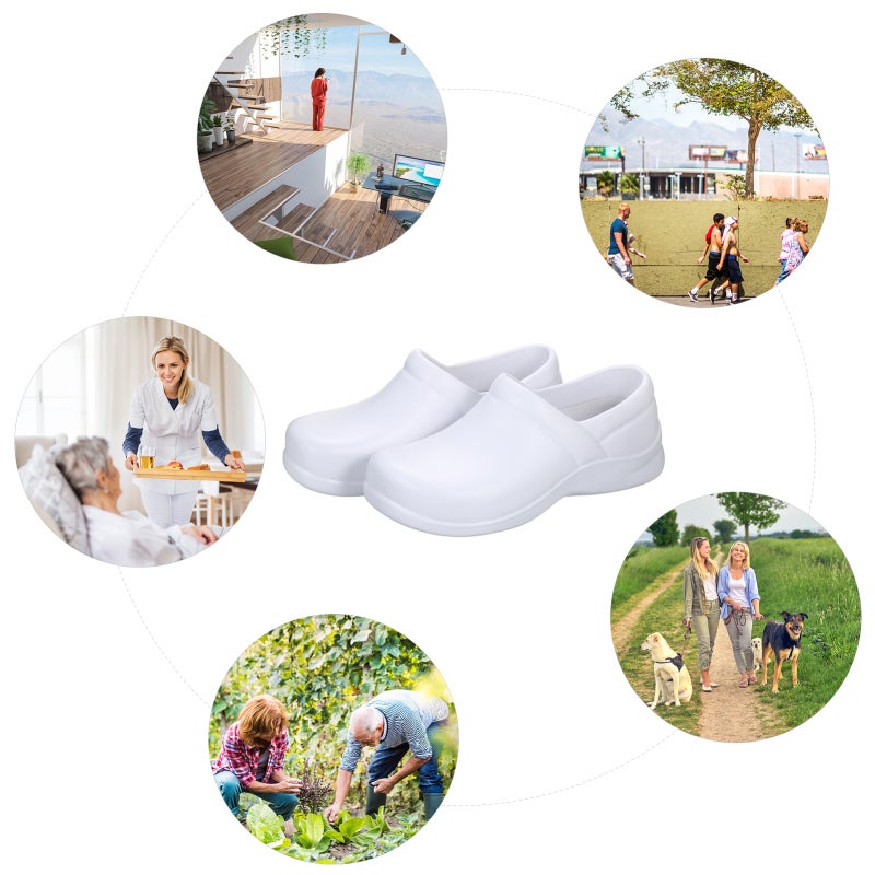 Waterproof Shoes: Size 41 White EVA Material Lightweight Easy To Clean - Anti-slip Sole Removable Insole Unisex Clog Footwear for Home Work - Image 4