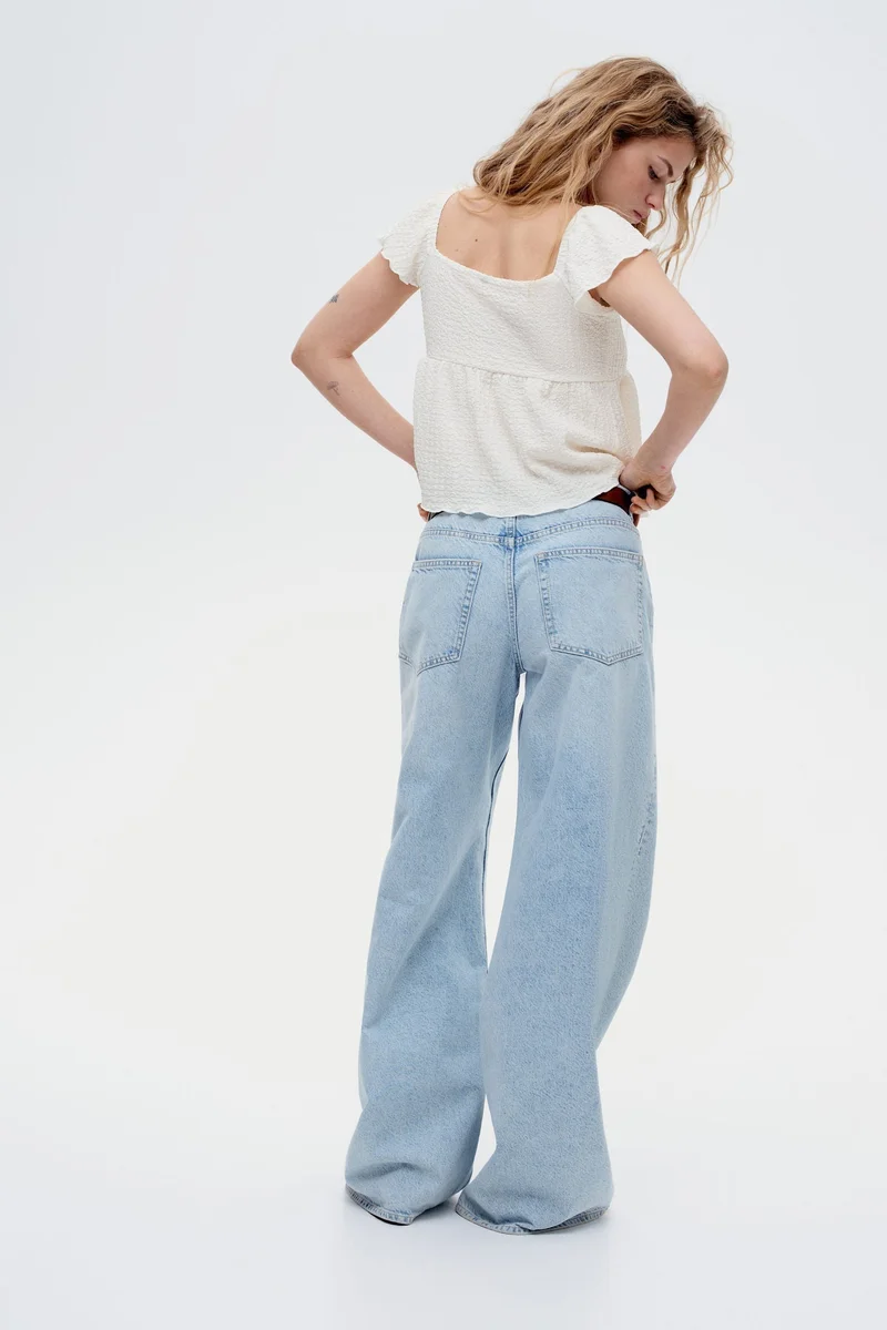 H&M Crinkled flutter-sleeved top