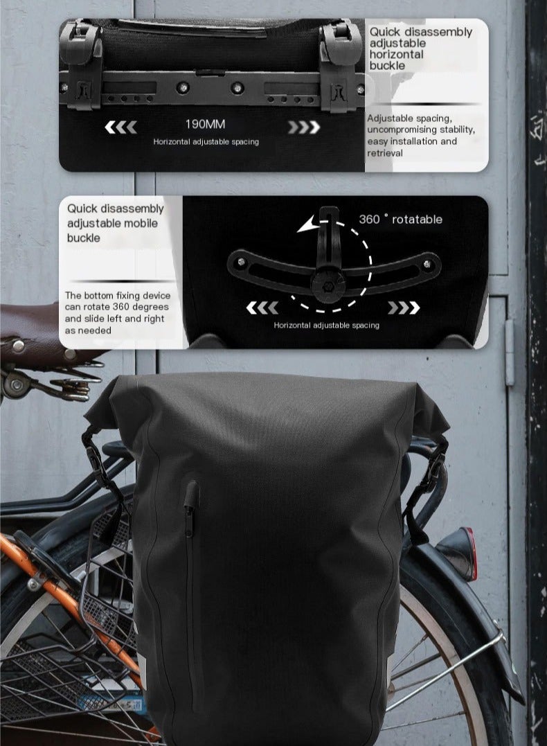 Generic TPU Waterproof Bicycle Pannier Bag, Bike Rear Seat Trunk Bag, 25L Large Capacity, Portable Outdoor Bicycle Pannier Trunk Rear Rack Bag for Mountain Road MTB Bicycle Cycling Sport Bike Accessories - Image 4