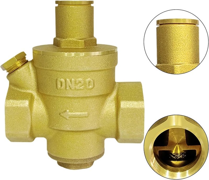 صمام تقليل ضغط المياه النحاسي قابل للتعديل منظم تخفيف DN20 - Image 3