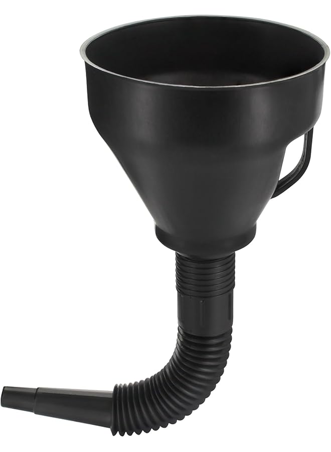 Oil Funnel With Hose - Wide Mouth Gas Funnel With Handle - Large Funnels For Automotive Use - Long Flexible Spout Extension, Removable Mesh Filter For Water, Fuel, Transmission, Oil Change - Image 1