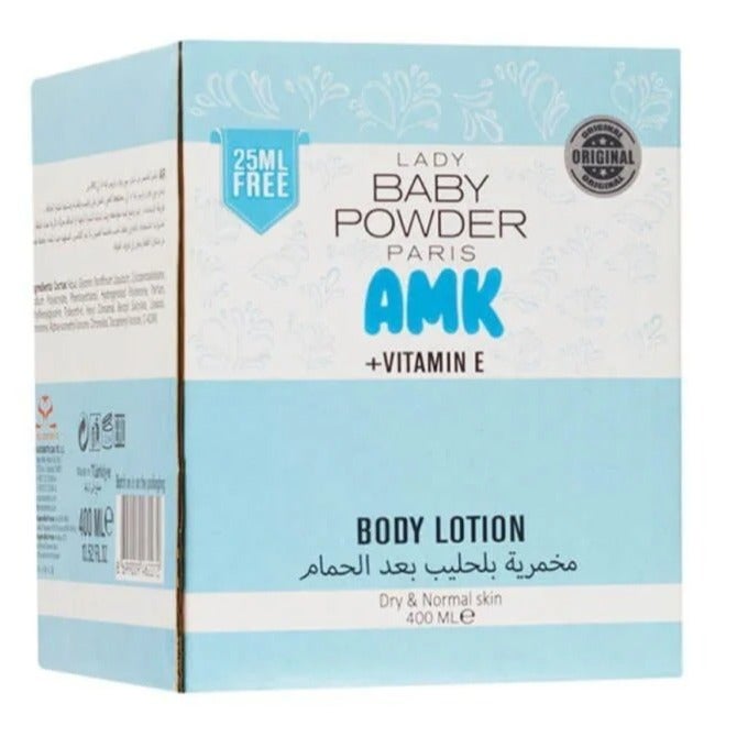 AMK Lady Baby Powder Milk Body Cream Sky Blue 400ml - Image 1