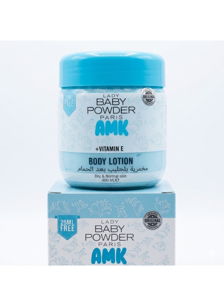 AMK Lady Baby Powder Milk Body Cream Sky Blue 400ml - Image 2