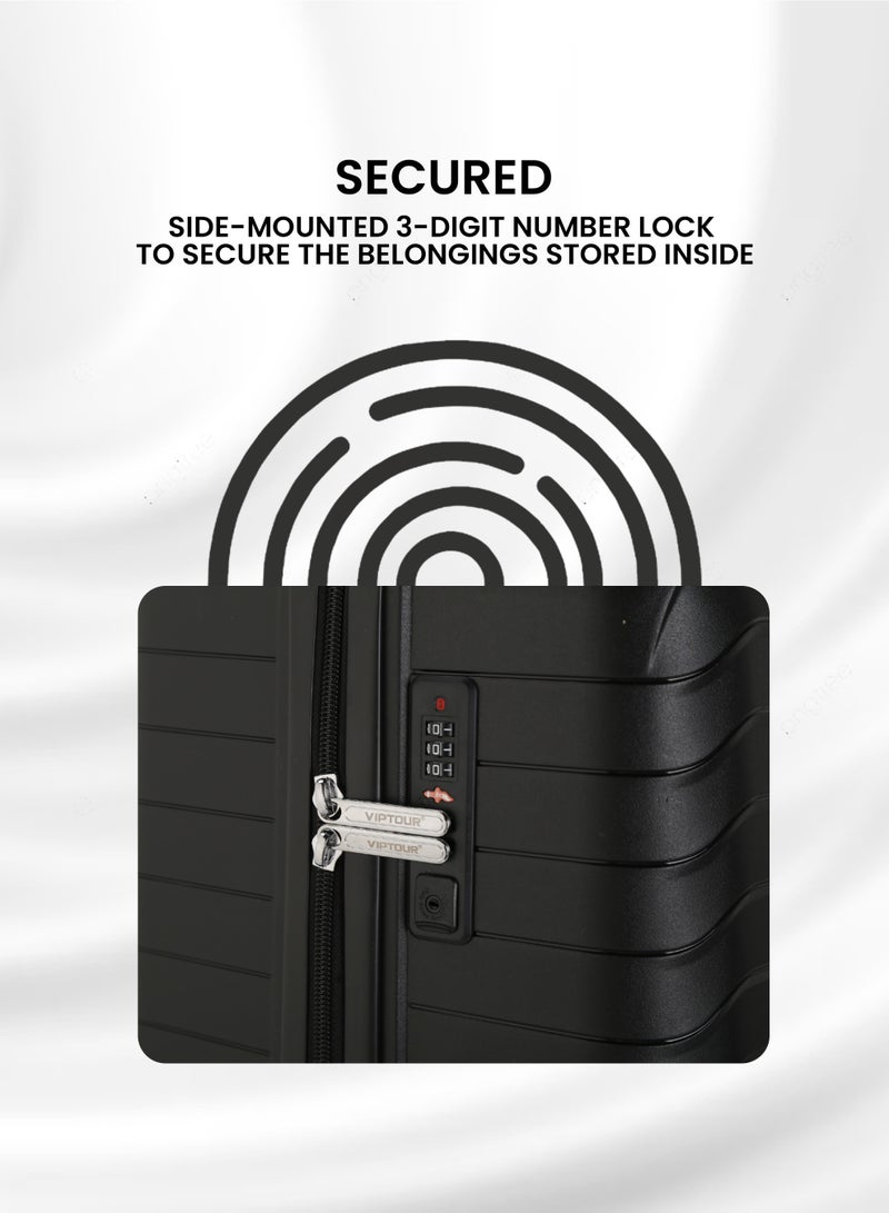 فيبتور طقم حقائب سفر بعجلات 3 قطع PP حقيبة جانبية صلبة بعجلات دوارة 360 درجة مع قفل TSA - Image 4