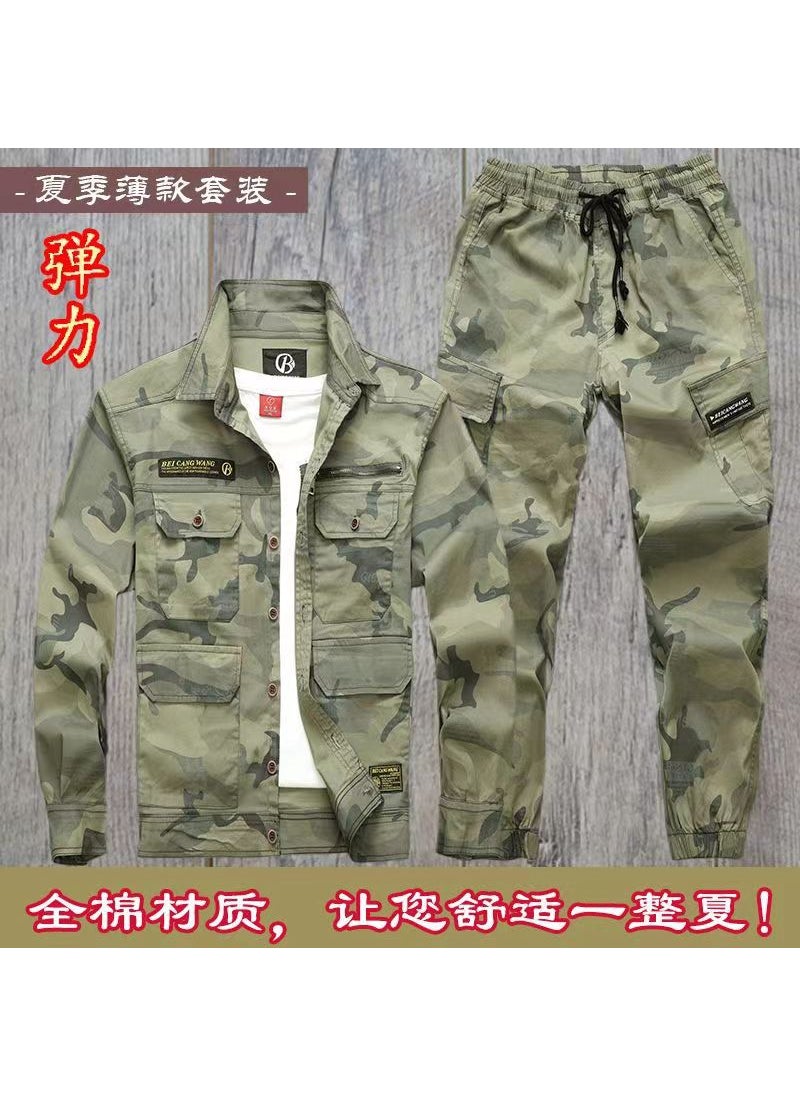 Generic Beicangwang Mens Summer Thin Long Sleeve Elastic Work Suit Wear-resistant Breathable Welding Labor Protection Suit 746 Suit  - Image 1