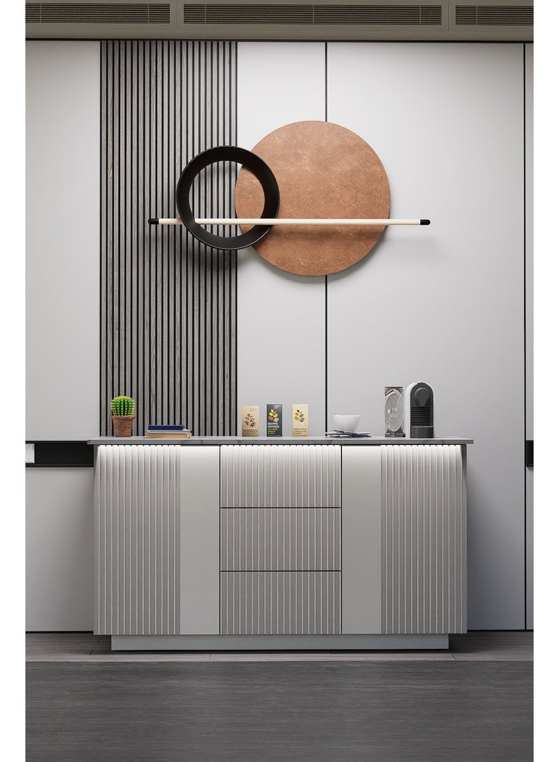 كوفي وورلد ركن قهوة باللون رمادي، صناعة وطنية عصرية بإضاءة جذابة. - Image 1