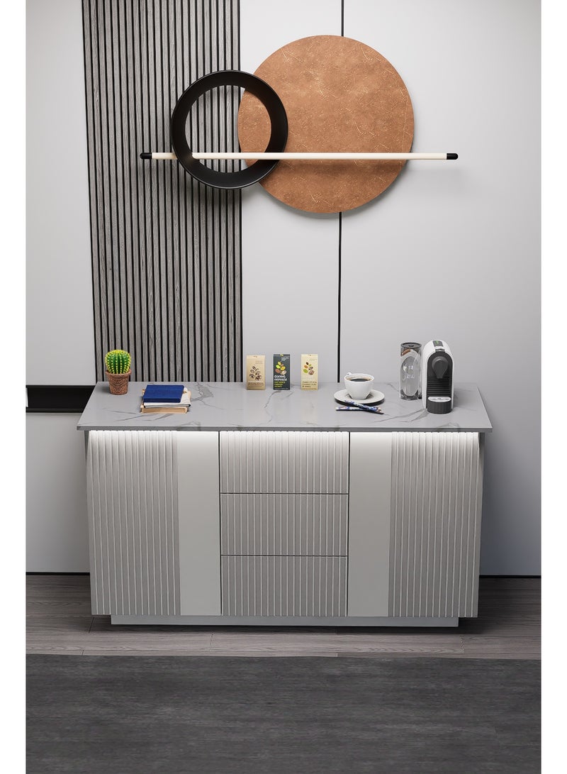 كوفي وورلد ركن قهوة باللون رمادي، صناعة وطنية عصرية بإضاءة جذابة. - Image 5