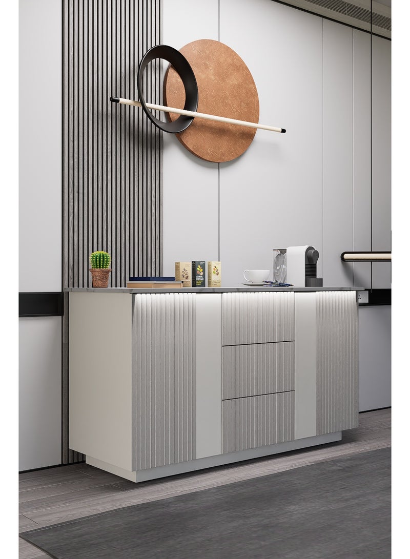 كوفي وورلد ركن قهوة باللون رمادي، صناعة وطنية عصرية بإضاءة جذابة. - Image 2