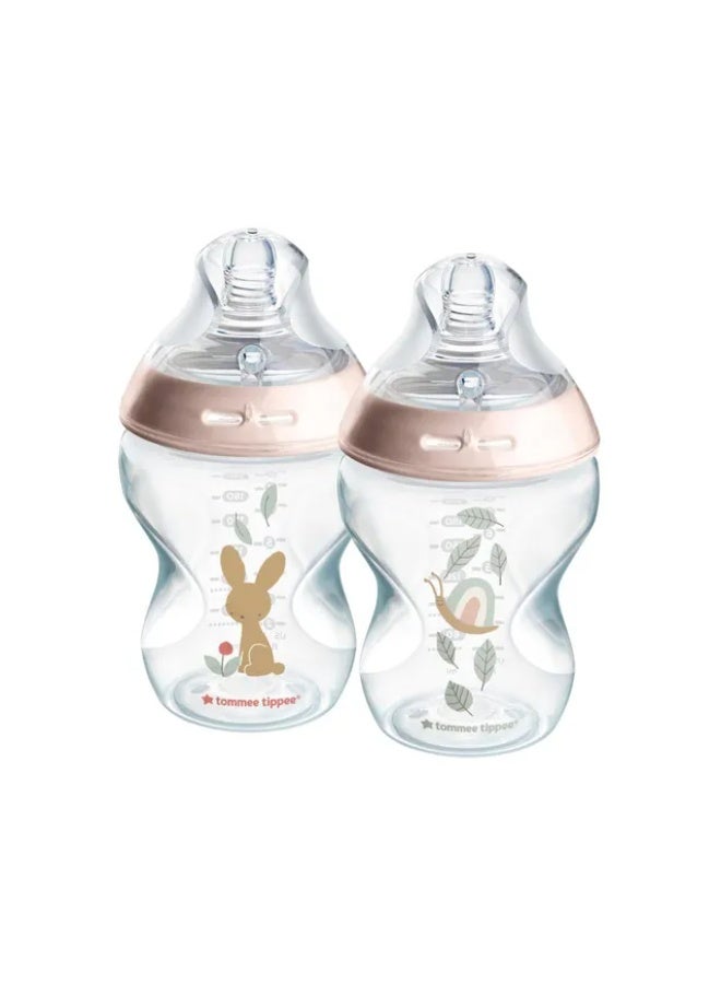 Tommee Tippee UK Tommee Tippee - Closer to Nature Bottle 260ml Pack Of 2 - Girl