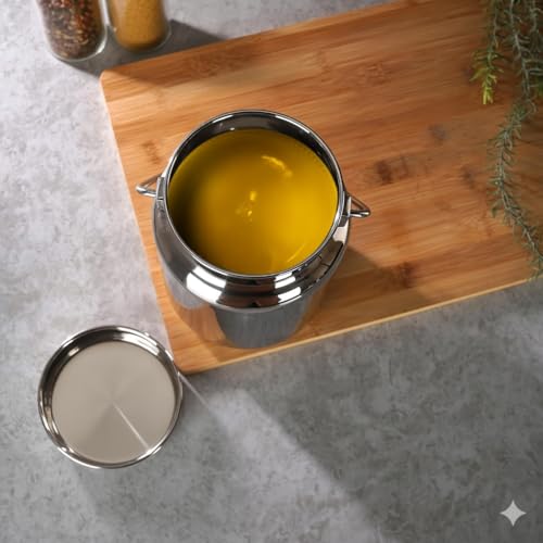 KC Stainless Steel Milk Can with Lid, 3000 ml Capacity, 15 cm Diameter, Jointless Akhand Design, Storage Container for Milk, Oil and Ghee - Image 2