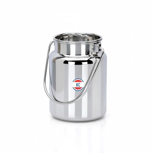 KC Stainless Steel Milk Can with Lid, 3000 ml Capacity, 15 cm Diameter, Jointless Akhand Design, Storage Container for Milk, Oil and Ghee - Image 1