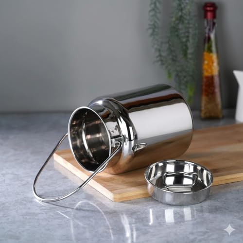 KC Stainless Steel Milk Can with Lid, 3000 ml Capacity, 15 cm Diameter, Jointless Akhand Design, Storage Container for Milk, Oil and Ghee - Image 3
