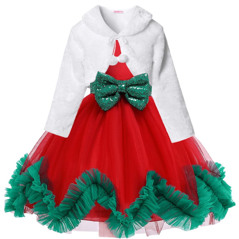 CHILDRENSTAR Girls White Shrug Sweaters Faux Fur Cardigan Bolero Kids Shawl Wrap, Size 12 13 - Image 2