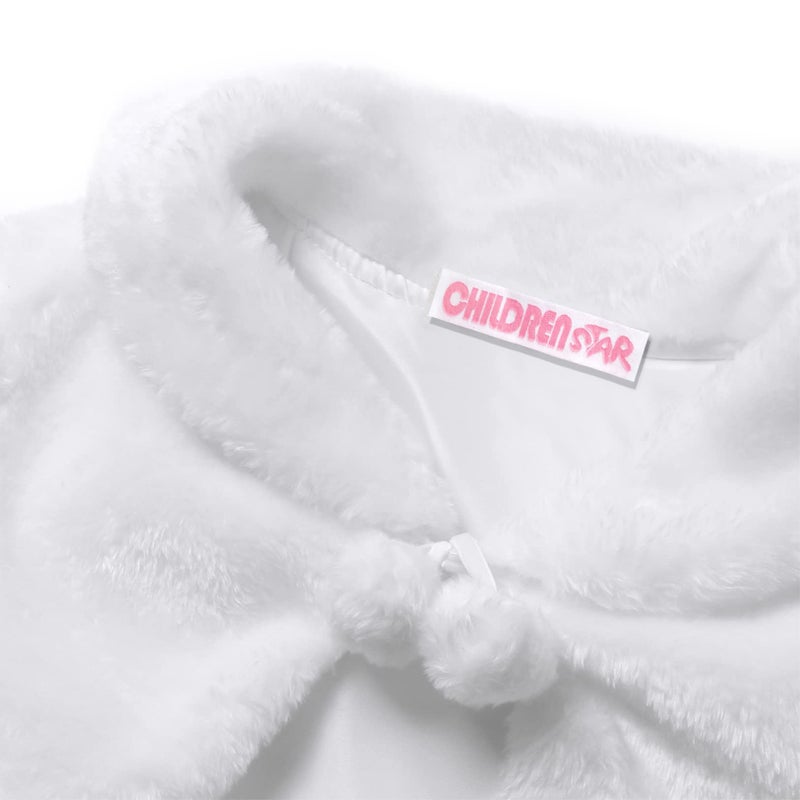 CHILDRENSTAR Girls White Shrug Sweaters Faux Fur Cardigan Bolero Kids Shawl Wrap, Size 12 13 - Image 4