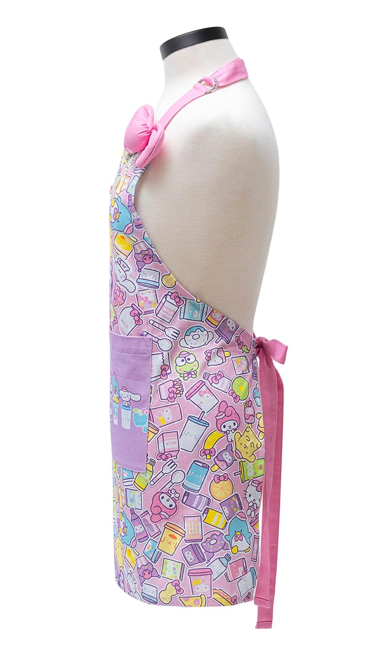 Handstand Kitchen Hello Kitty and Friends Snack Shop Print 28" Adult Apron and Bow Shaped Pot Holder Set - Image 5