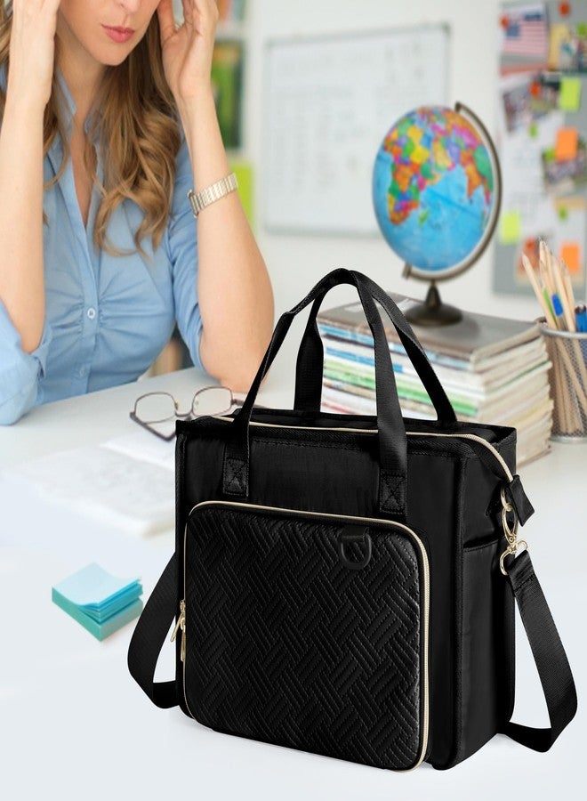 Prokva Teacher Tote Bag for Women, Work Tote Bag with Pocket for College and Office, Black - Image 3