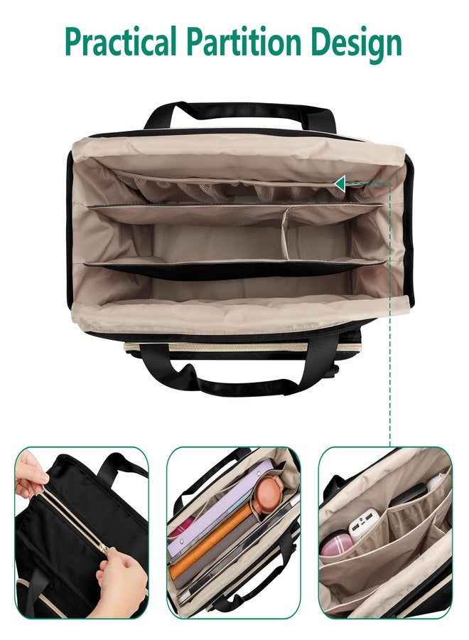 Prokva Teacher Tote Bag for Women, Work Tote Bag with Pocket for College and Office, Black - Image 4