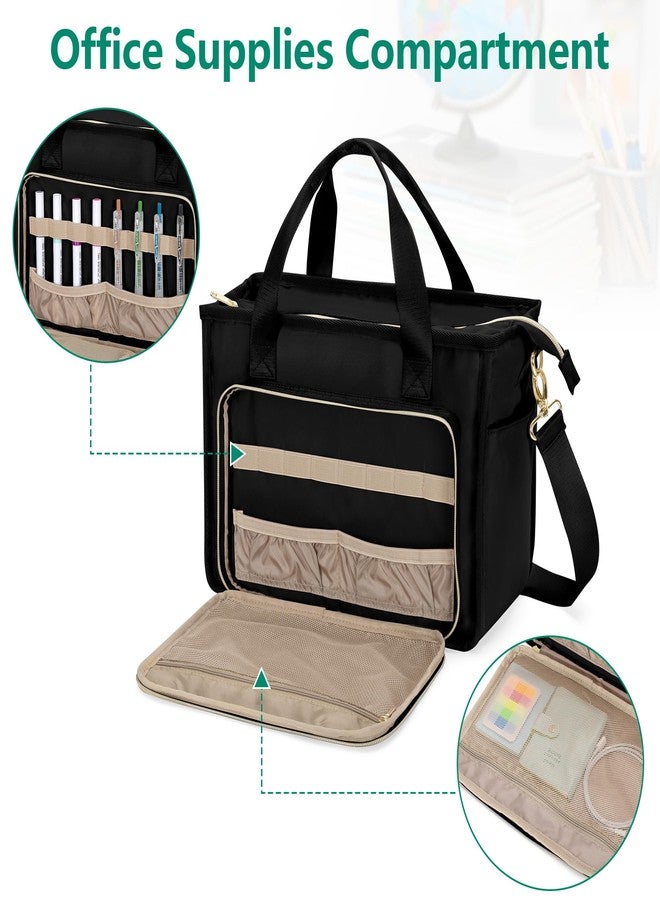 Prokva Teacher Tote Bag for Women, Work Tote Bag with Pocket for College and Office, Black - Image 5