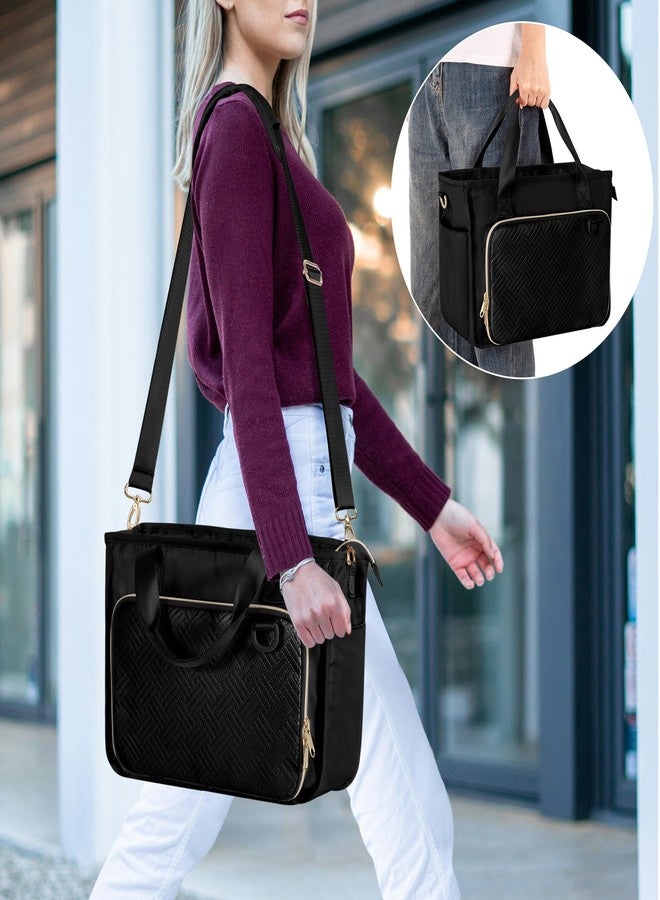 Prokva Teacher Tote Bag for Women, Work Tote Bag with Pocket for College and Office, Black - Image 2
