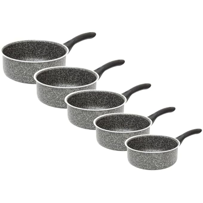 Hascevher Granite Milk Pot Set  Lavilla Prime Series Set Of 5 NonStick Milk Pots With Grippy Handles - Image 2