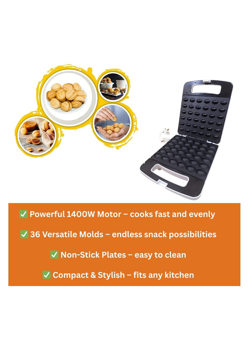 AMM Nutty Maker 36 Piece Electric Snack Maker 1400W with Automatic Temperature Control  Non-Stick Plates  White  Ideal for Nutty Treats Cakes and Biscuits - Image 4