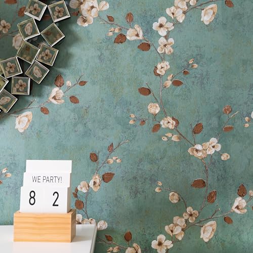 wolpin Non-Woven Wallpaper Non-Adhesive (53 x 950 CM) (Vine Floral) | Textured Vine Floral Design with Shine | Teal and Brown Decorative Wall Covering for Home (54.18 Sq Ft) - Image 4