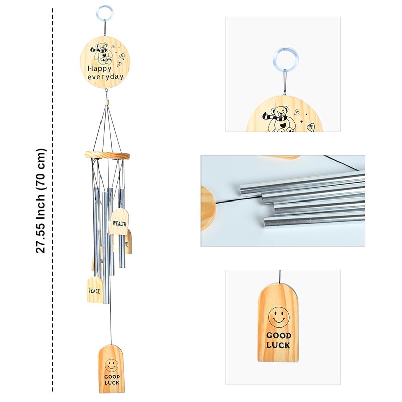ZAICUS Wooden Wind Chime for Home Balcony Décor | Positive Energy Gift for Peace, Wealth & Good Luck - Image 2