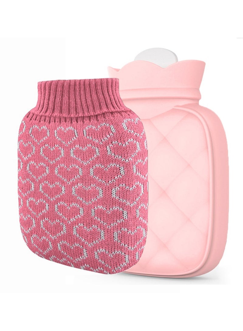 Hot Water Bottle Heating Silicone Bag with Knit Cover, Microwave Hot & Cold Therapies Pain, Warm Hands, Soft Environment-friendly Material, Can Frigerator Freezing, Ssential for Family Life - Image 1