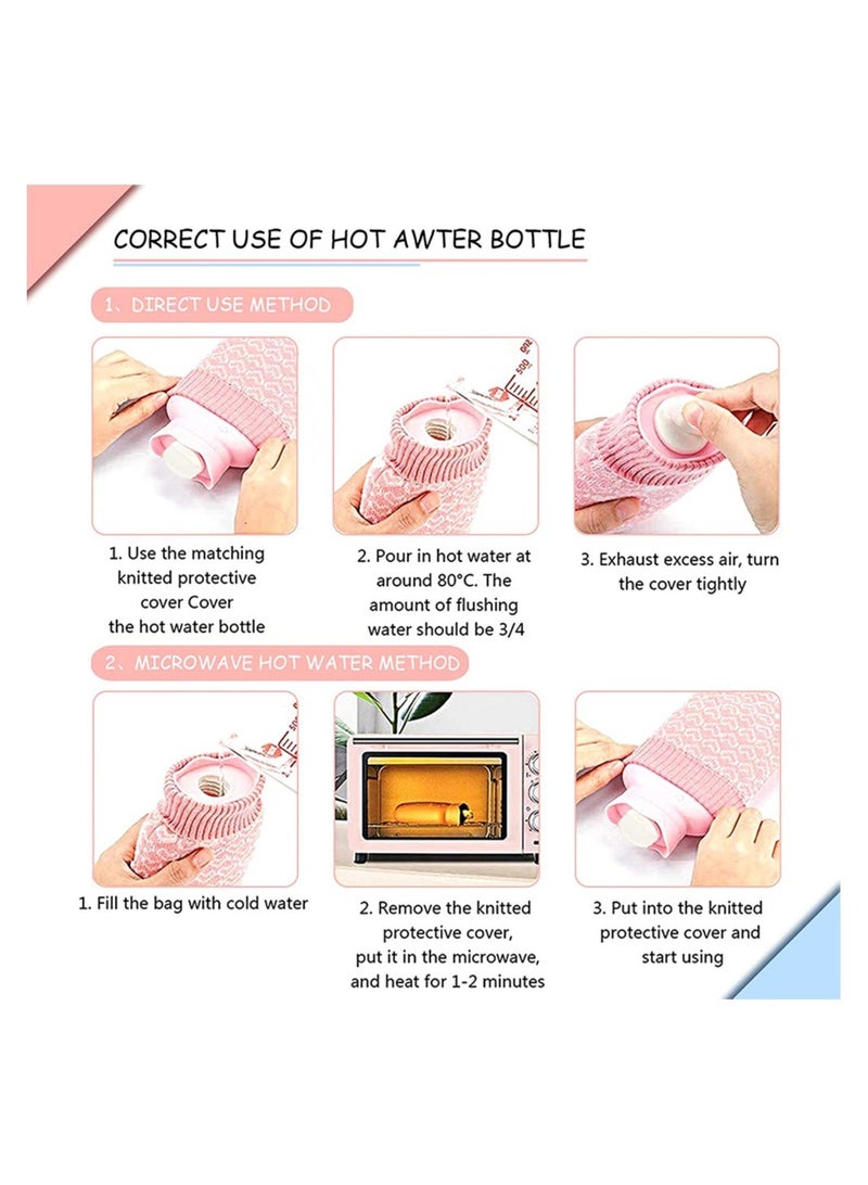 Hot Water Bottle Heating Silicone Bag with Knit Cover, Microwave Hot & Cold Therapies Pain, Warm Hands, Soft Environment-friendly Material, Can Frigerator Freezing, Ssential for Family Life - Image 3