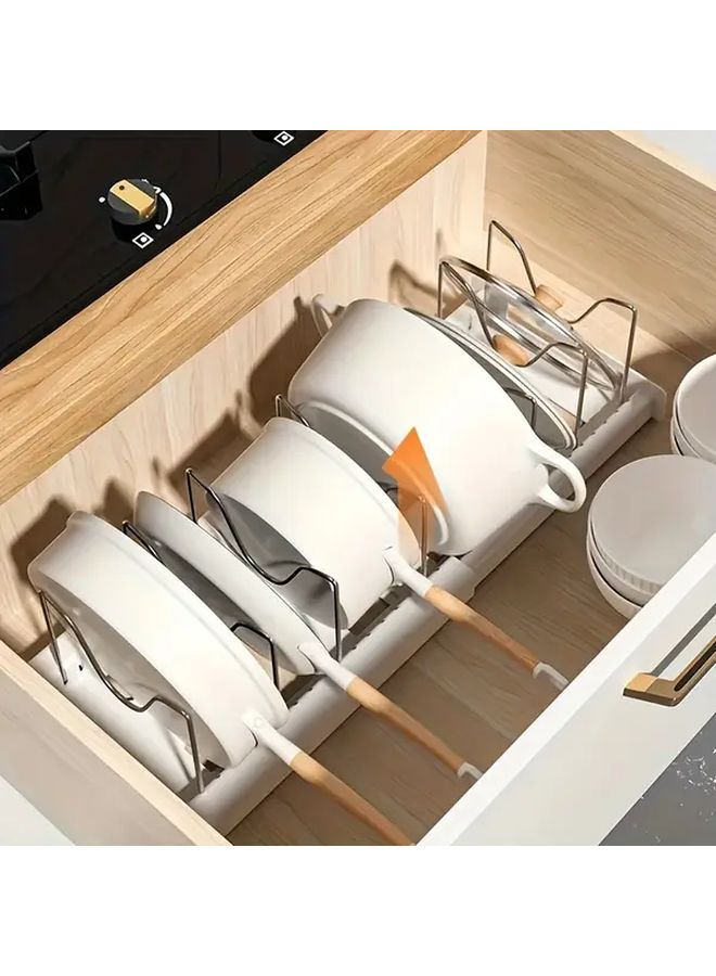 Adjustable Heavy Duty Kitchen Storage Rack Expandable Organizer With Utensil Holder - Image 5