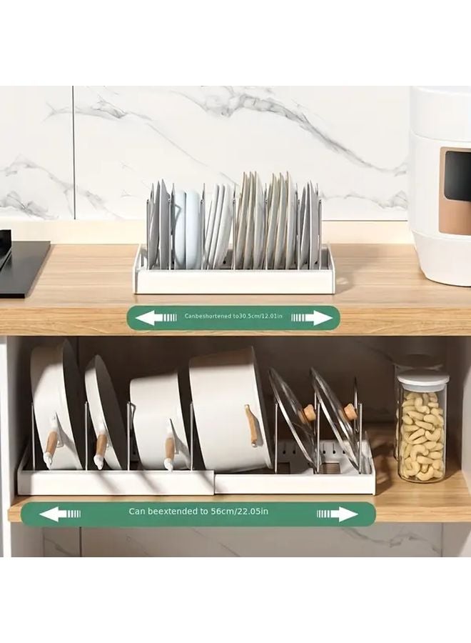 Adjustable Heavy Duty Kitchen Storage Rack Expandable Organizer With Utensil Holder - Image 2