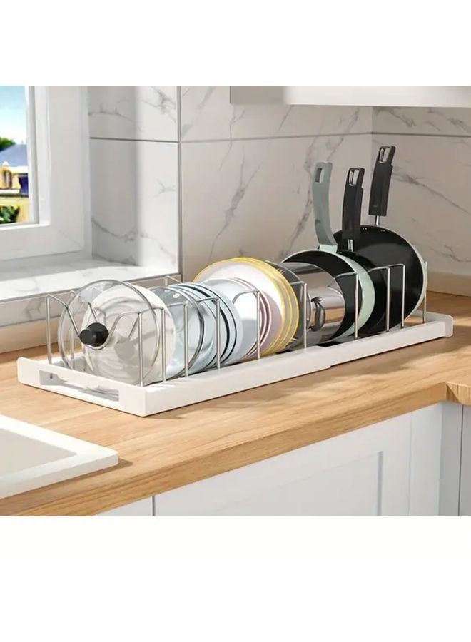 Adjustable Heavy Duty Kitchen Storage Rack Expandable Organizer With Utensil Holder - Image 1