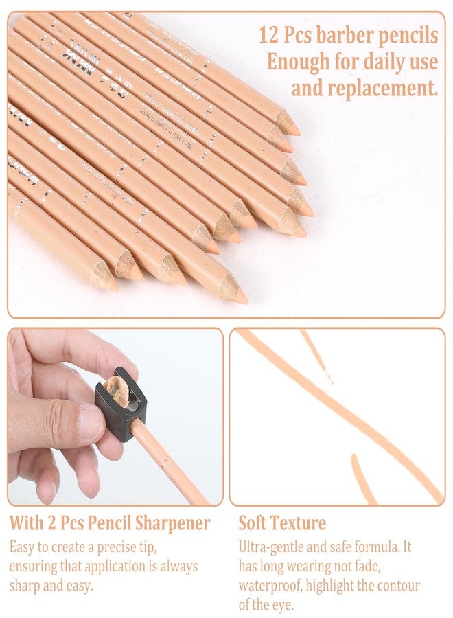BOHUIZ 12Pcs Barber Pencil with 2 Sharpener, Beige Skin Tone Magic Hairline Pencils for Lineup Beard Shaping Beard Guide Pen Barber Chalk for Beards Hair Makeup Design for Men - Image 3