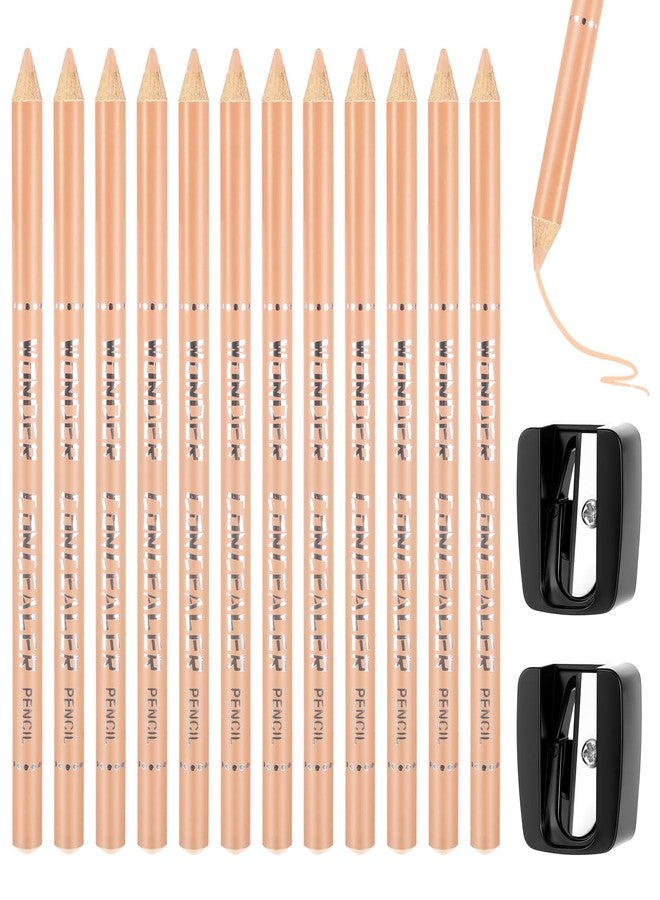 BOHUIZ 12Pcs Barber Pencil with 2 Sharpener, Beige Skin Tone Magic Hairline Pencils for Lineup Beard Shaping Beard Guide Pen Barber Chalk for Beards Hair Makeup Design for Men - Image 1