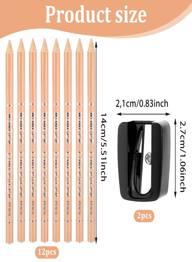 BOHUIZ 12Pcs Barber Pencil with 2 Sharpener, Beige Skin Tone Magic Hairline Pencils for Lineup Beard Shaping Beard Guide Pen Barber Chalk for Beards Hair Makeup Design for Men - Image 2