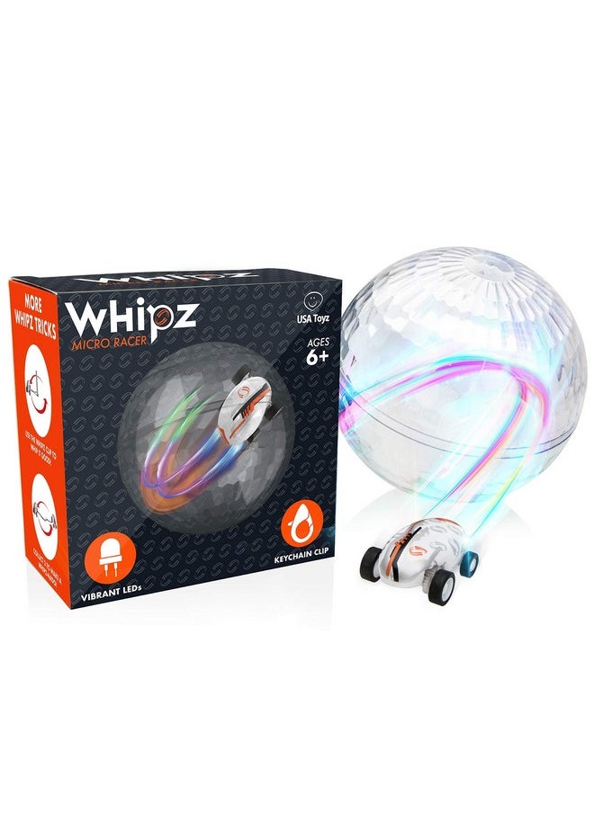 USA Toyz USA Toyz Whipz Micro Racers Toy Cars for Kids - Mini Keychain, Glow in The Dark LED Fast Pocket Racer Fidget Toy, Mini Car Spinner with Racing Stunt Ball, Keychain Clip, and USB Charger  - Image 1