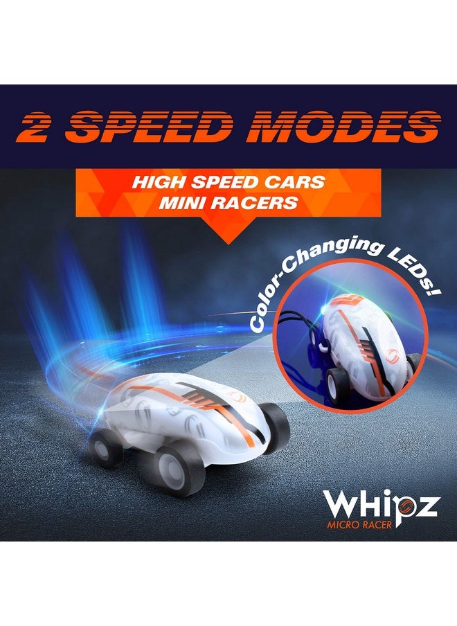 USA Toyz USA Toyz Whipz Micro Racers Toy Cars for Kids - Mini Keychain, Glow in The Dark LED Fast Pocket Racer Fidget Toy, Mini Car Spinner with Racing Stunt Ball, Keychain Clip, and USB Charger  - Image 3